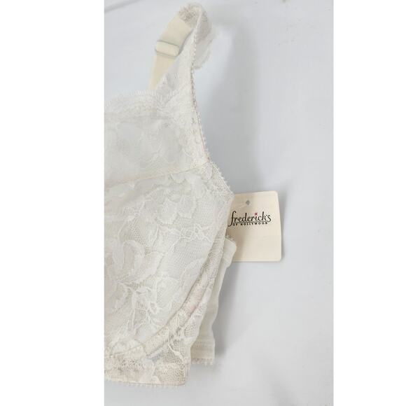 New NWT Vintage Deadstock Fredricks Of Hollywood White Lace Underwire Bra 38D - Picture 5 of 8